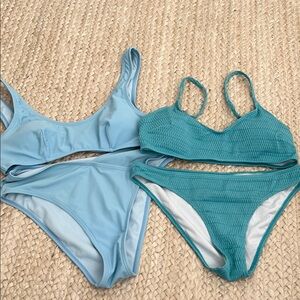 Cupshe Blue and Green Bikini Set Athletic Style